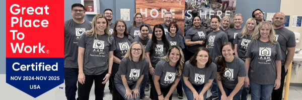 AAM Staff Accountant team photo with Great Places to Work Badge on top of the image